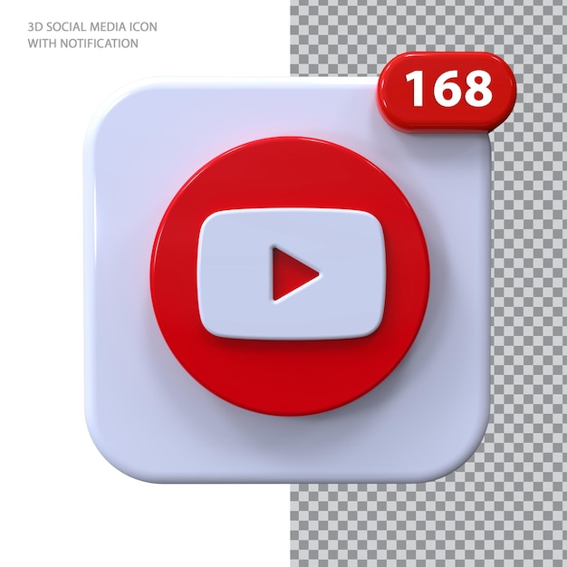 Youtube-pictogram met melding 3d-concept