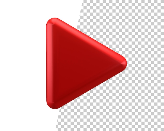 PSD rendering 3d dell'icona del pulsante del player di youtube