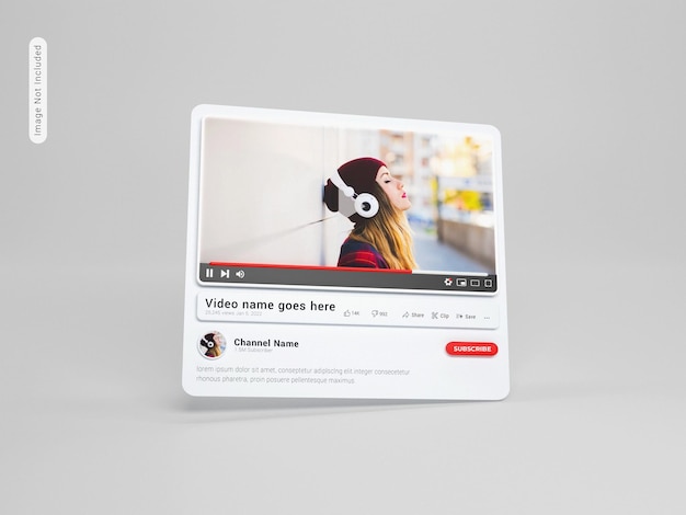 PSD mockup di rendering 3d della pinza di youtube