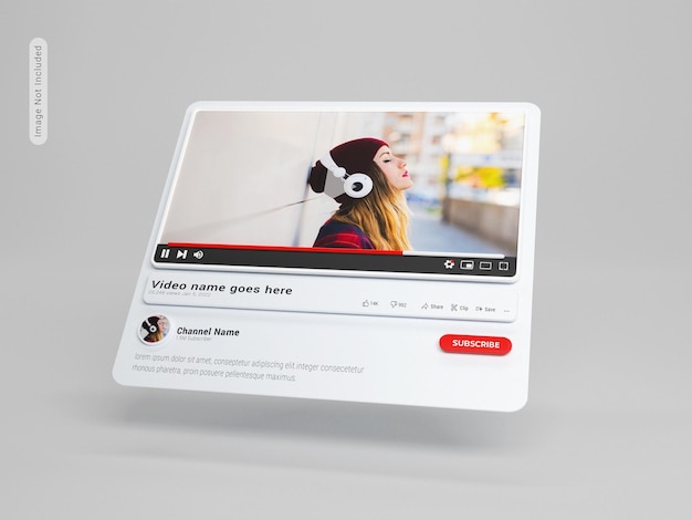 Youtube plyer 3d-rendering mockup