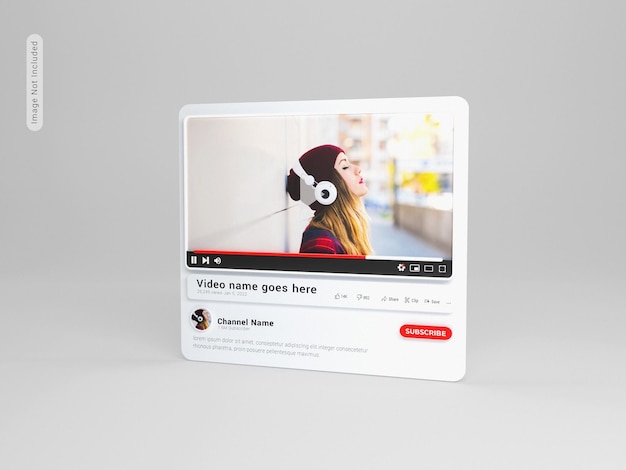 PSD mockup di rendering 3d della pinza di youtube