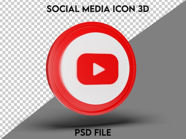 YouTube 소셜 미디어 아이콘 3D 렌더링