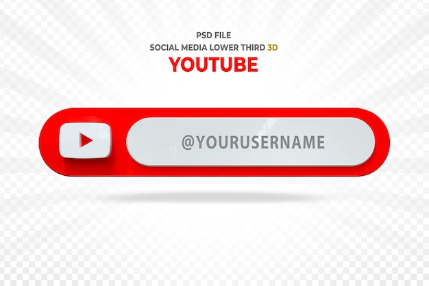 PSD youtube social media logos lower third banner 3d render styles