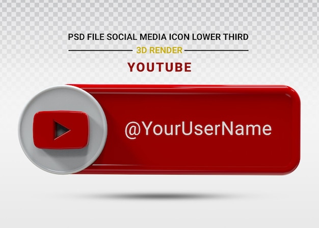 Youtube Social media pictogram lagere derde banner 3D-stijl render