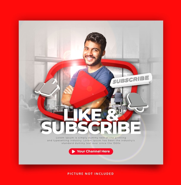 Youtube subscribe instagram social media template