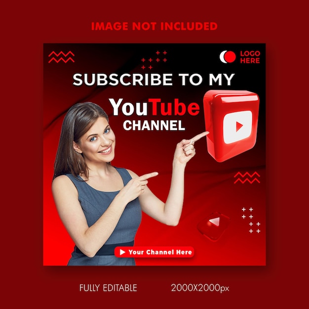 PSD banner del post di iscrizione a youtube