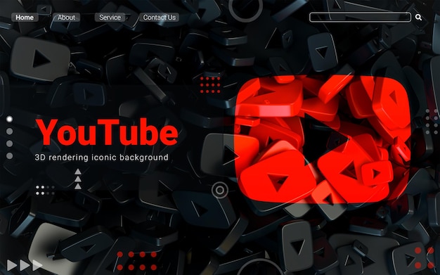 PSD youtube teken donkere abstracte vorm iconische achtergrond voor web en sociale banner advertentie 3d render