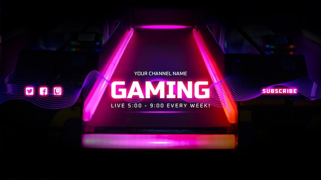 Neon Gaming  Banner - Venngage