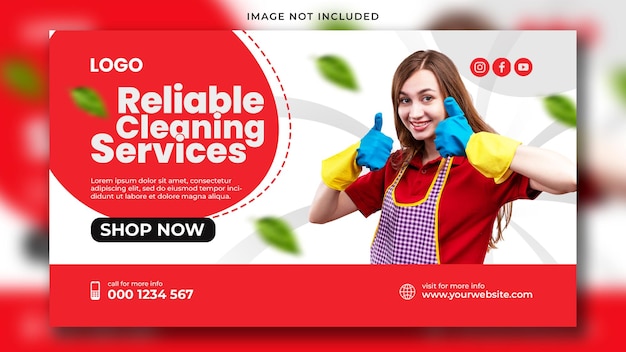 PSD youtube thumbnail for cleaning services business