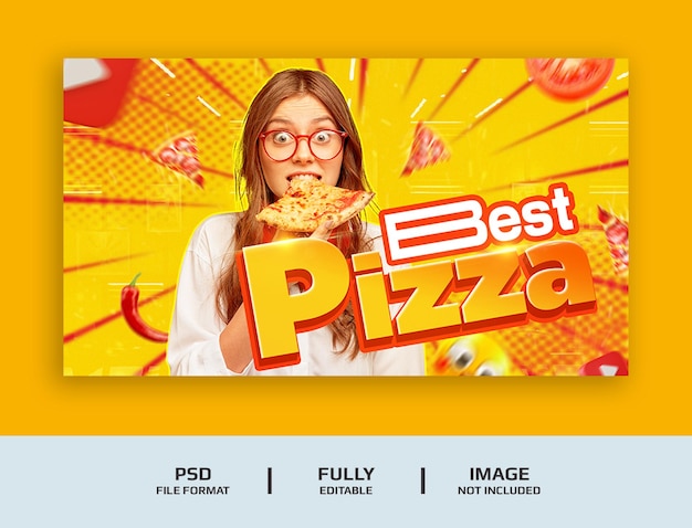 PSD youtube thumbnail for food vlogger video review or web banner template psd