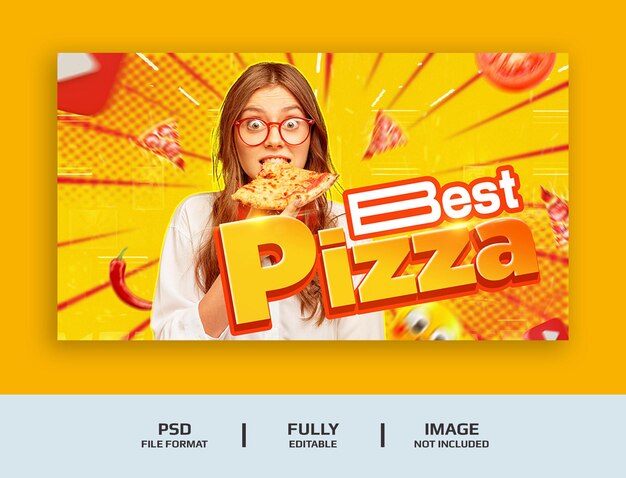 Food vloggerのビデオレビューまたはweb banner template psdのためのyoutubeのサムネイル