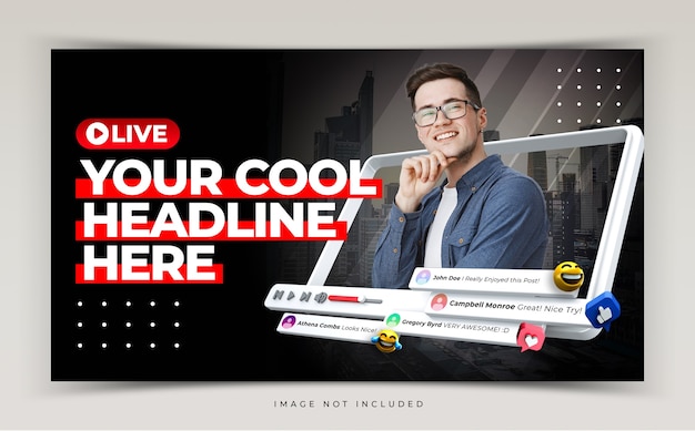 PSD youtube thumbnail for live workshop promotion template