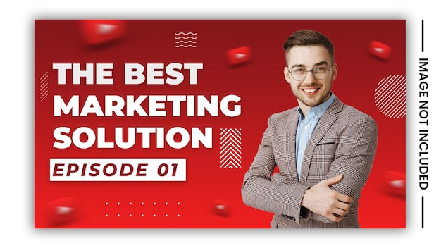 PSD youtube thumbnail or web banner template design for marketing solution