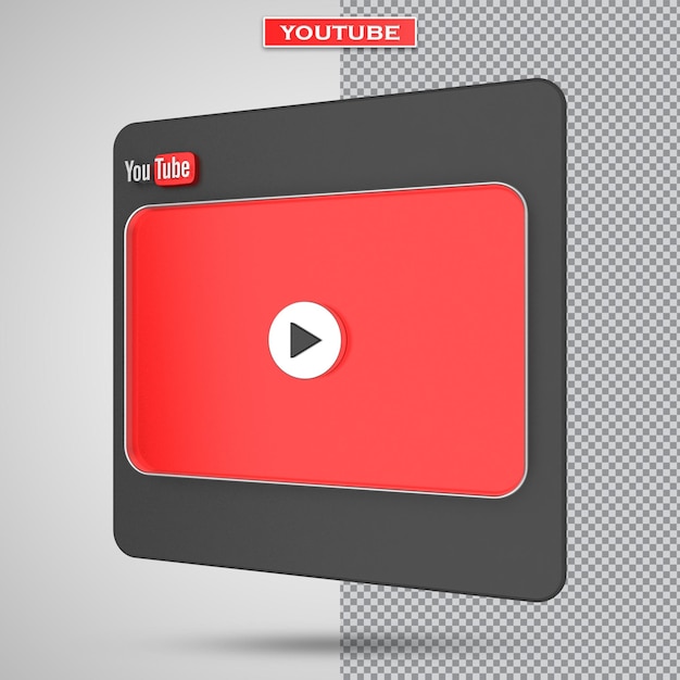 Youtube video player 3d screen design or video media player interface