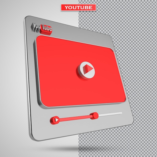 Youtube video player 3d screen design or video media player interface