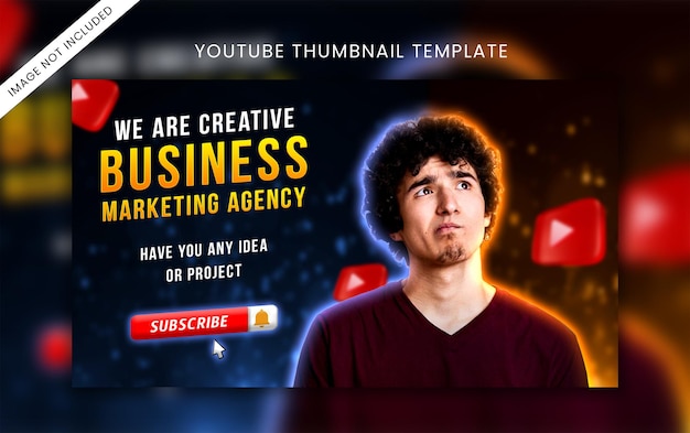 PSD youtube video thumbnail or web banner template for business marketing agency