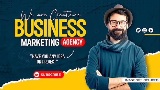 Youtube video thumbnail or web banner template for business video