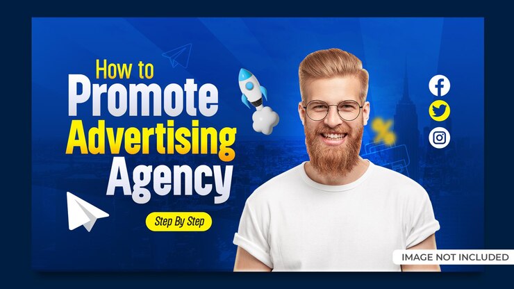 PSD youtube video thumbnail or web banner template for business video
