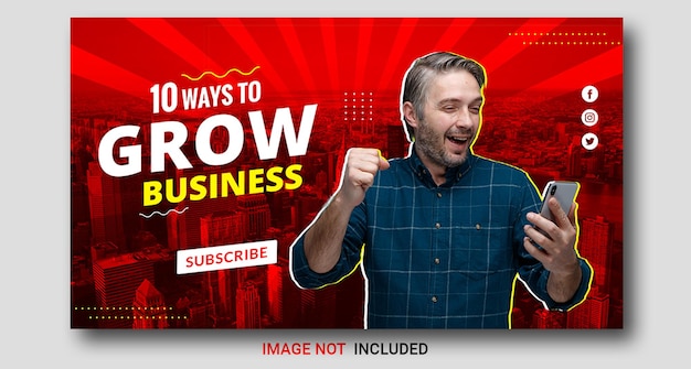 YouTube video thumbnail or web banner template for business video