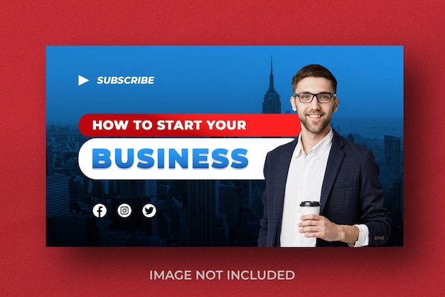 Youtube video thumbnail or web banner template for business