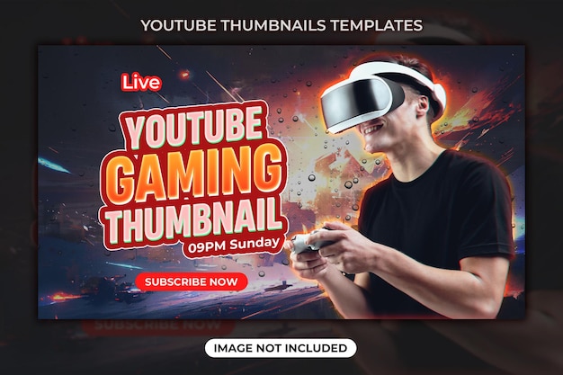 PSD youtube video thumbnail and web banner template gaming thumbnail