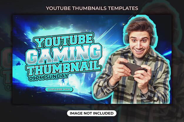 PSD youtube video thumbnail and web banner template gaming thumbnail