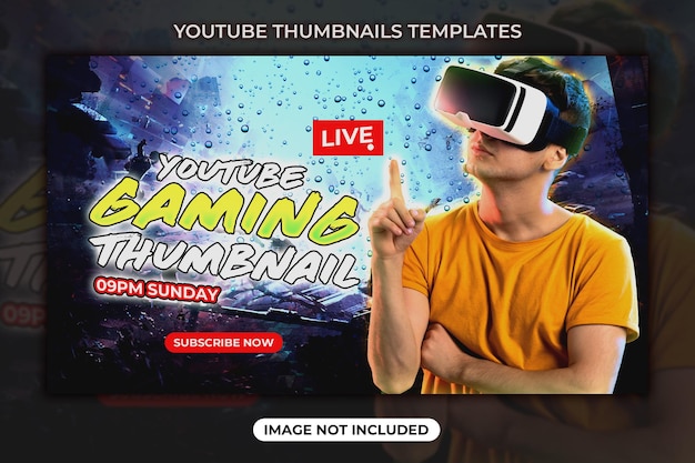 Youtube video thumbnail and web banner template gaming thumbnail