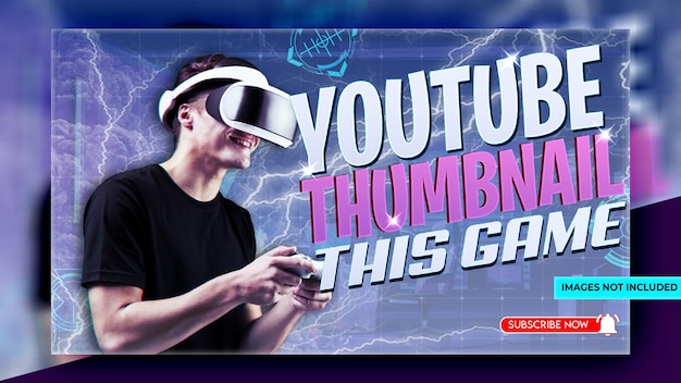 PSD youtube video thumbnail or web banner template for gaming