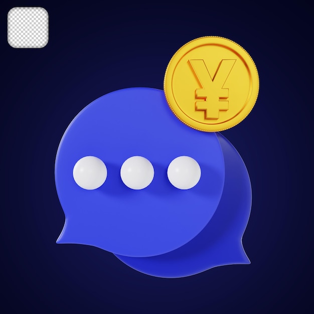 Yuan Coin Chat 3d illustration