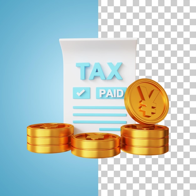 PSD yuan money and tax payments 3d rendering