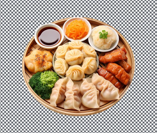 PSD yum yum dim sum platter dian xin geïsoleerd op een transparante achtergrond