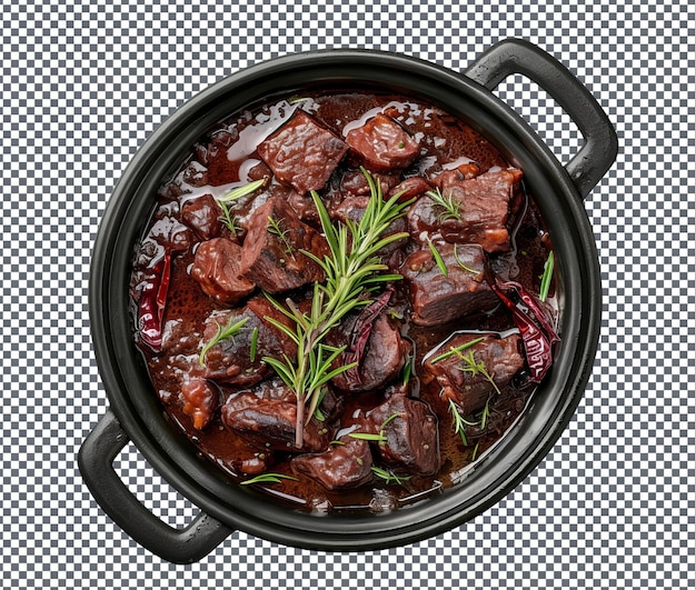 맛있고 맛있는 고기 부르기<unk> (yummy And Delicious Beef Bourguignon) 은 투명한 배경에 고립되어 있습니다.