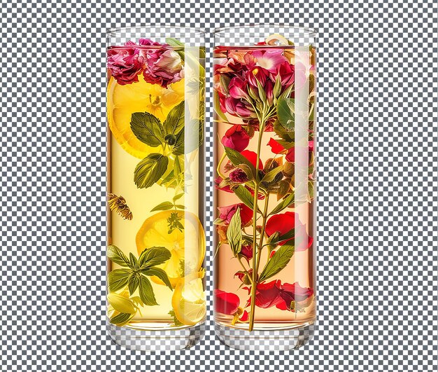 PSD yummy and delicious floral infused water isolated on transparent background