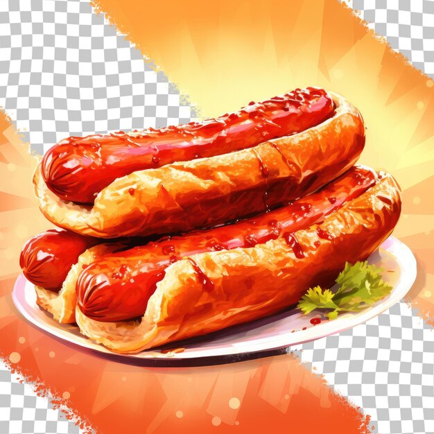 Pane delizioso per hot dog e salsicce sfondo trasparente