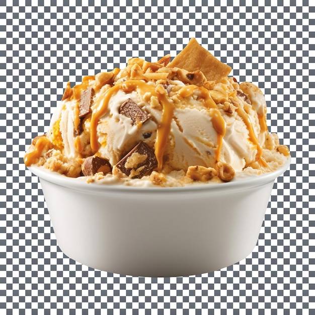 PSD yummy butterfinger ice cream bowl isolated on transparent background