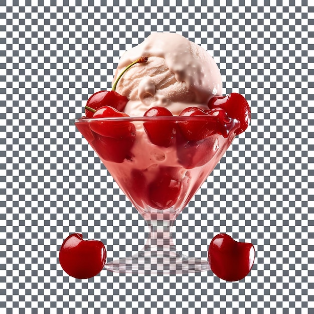 PSD yummy cherry sundae isolated on transparent background