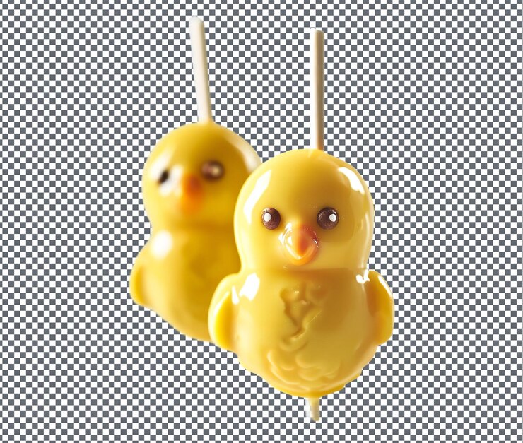 PSD 在透明的背景上孤立的yummy chick形状的蛋糕