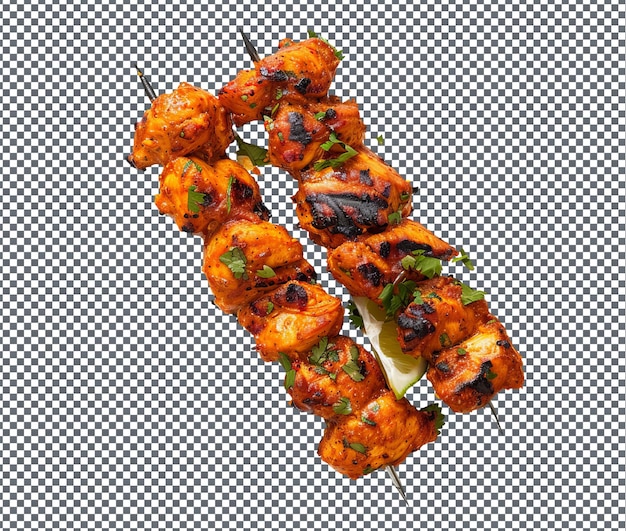 PSD yummy chicken tikka isolated on transparent background