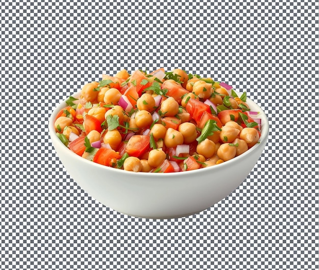 透明な背景に隔離された美味しいチキンピースサラダ