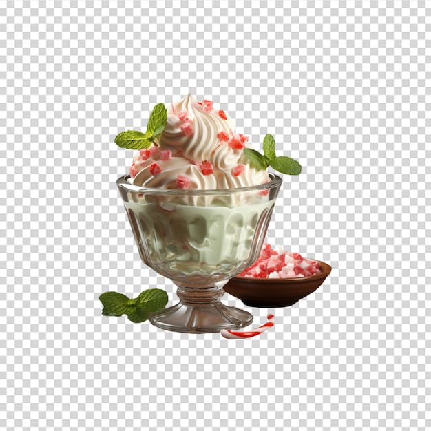 PSD yummy chocolate ice cream in waffle cup on transparent background