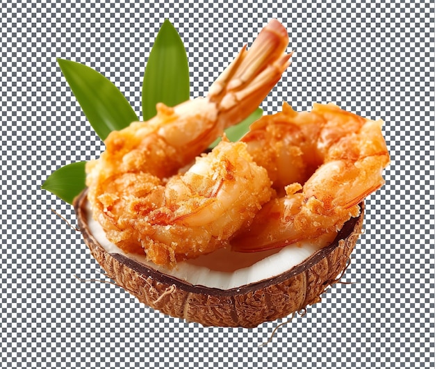 PSD yummy coconut shrimp isolated on transparent background