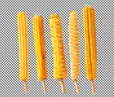 PSD yummy corn sticks isolated on transparent background