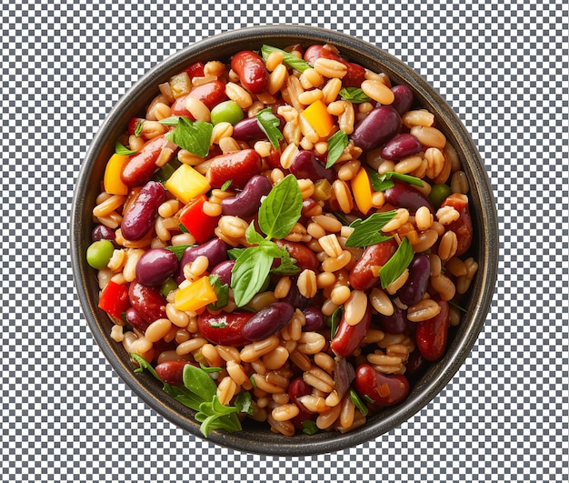 PSD yummy and delicious bean and barley salad isolated on transparent background