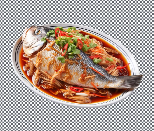 PSD yummy and delicious boiled fish isolated on transparent background