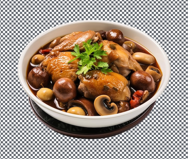 Yummy and delicious braised chicken isolated on transparent background