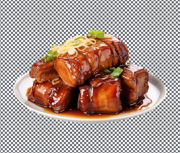 PSD yummy and delicious braised pork belly isolated on transparent background