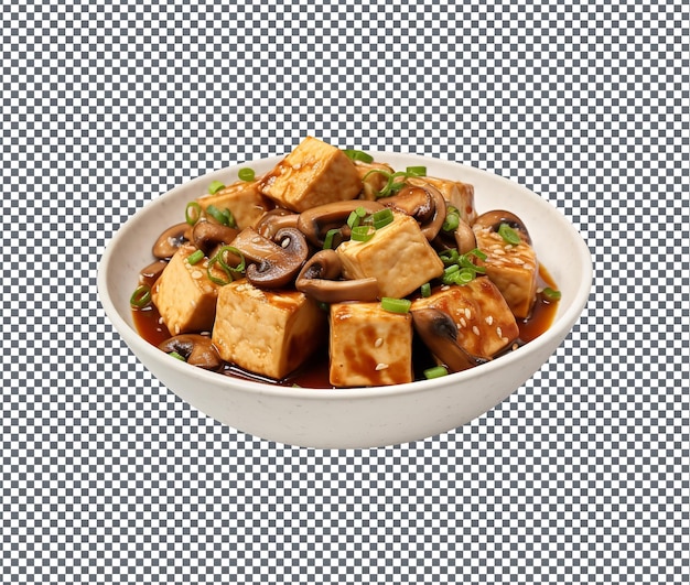 PSD yummy and delicious braised tofu isolated on transparent background