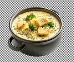 PSD yummy and delicious broccoli and cheese soup isolated on transparent background