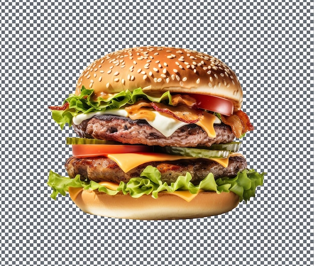 Yummy and delicious burger isolated on transparent background