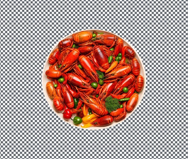 Yummy and delicious cajun crawfish isolated on transparent background